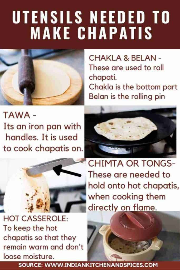 Utensils needed to make soft chapatis