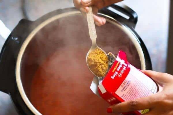 Adding Kitchen King Masala Spice Blend